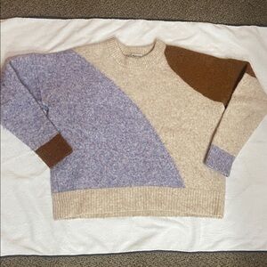Madewell Colorblock Sweater in Cream, Purple, and Brown